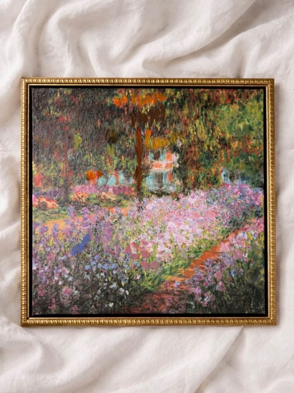 14x14 The Artist garden At Giverny by Claude Monet canvas with embellishment